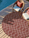 Garden Lattice Oasis Collection Area Rug -  Pavilion (Rust Red) Round Rust Red  lifestyle 34