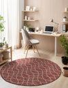 Garden Lattice Oasis Collection Area Rug -  Pavilion (Rust Red) Round Rust Red  lifestyle 36