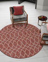 Garden Lattice Oasis Collection Area Rug -  Pavilion (Rust Red) Round Rust Red  lifestyle 40