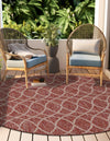 Garden Lattice Oasis Collection Area Rug -  Pavilion (Rust Red) Round Rust Red  lifestyle 46