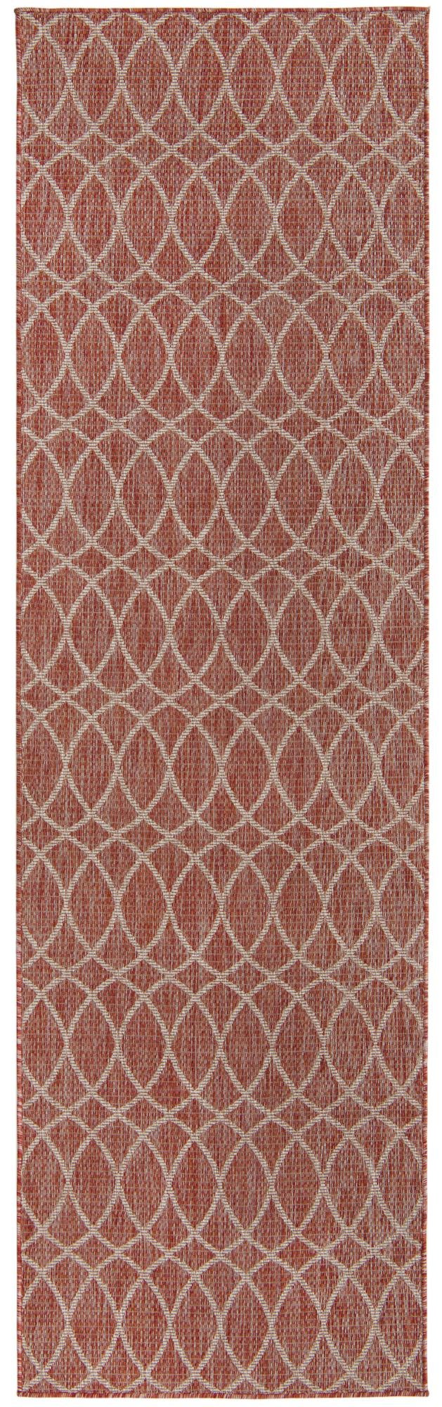 Garden Lattice Oasis Collection Area Rug -  Pavilion (Rust Red) Runner Rust Red Main