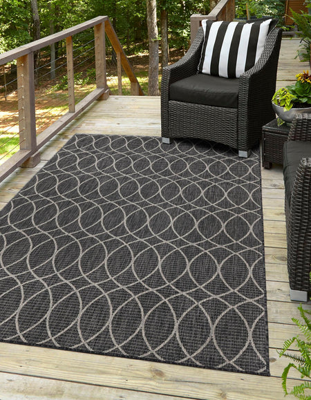 Seaside Lattice Collection Area Rug -  Pavilion (Charcoal)