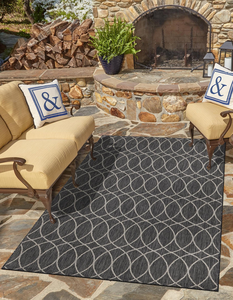 Garden Lattice Oasis Collection Area Rug -  Pavilion (Charcoal) Rectangle Charcoal  lifestyle 4