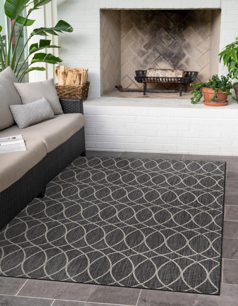 Garden Lattice Oasis Collection Area Rug -  Pavilion (Charcoal) Rectangle Charcoal  lifestyle 6