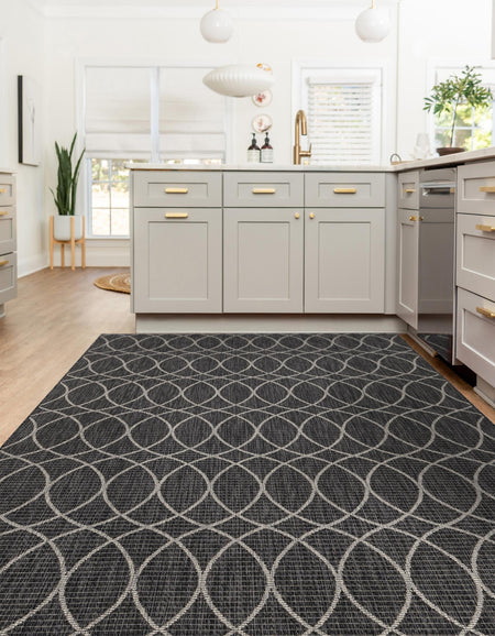 Seaside Lattice Collection Area Rug -  Pavilion (Charcoal)