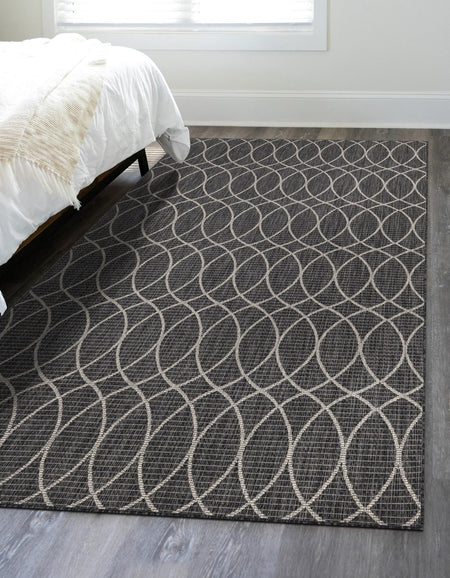 Seaside Lattice Collection Area Rug -  Pavilion (Charcoal)