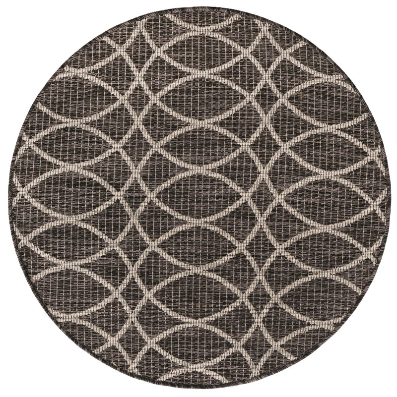 Garden Lattice Oasis Collection Area Rug -  Pavilion (Charcoal) Round Charcoal Main