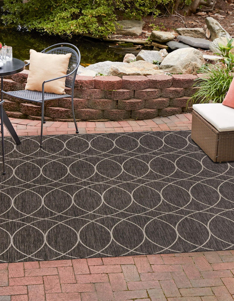 Garden Lattice Oasis Collection Area Rug -  Pavilion (Charcoal) Square Charcoal  lifestyle 0