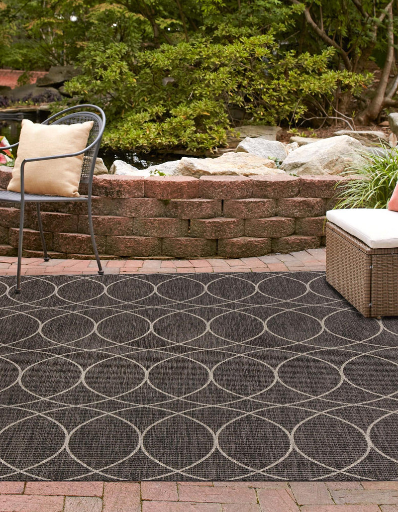 Garden Lattice Oasis Collection Area Rug -  Pavilion (Charcoal) Square Charcoal  lifestyle 2