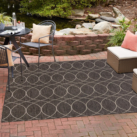 Seaside Lattice Collection Area Rug -  Pavilion (Charcoal)