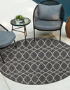 Garden Lattice Oasis Collection Area Rug -  Pavilion (Charcoal) Round Charcoal  lifestyle 0