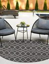 Garden Lattice Oasis Collection Area Rug -  Pavilion (Charcoal) Round Charcoal  lifestyle 3