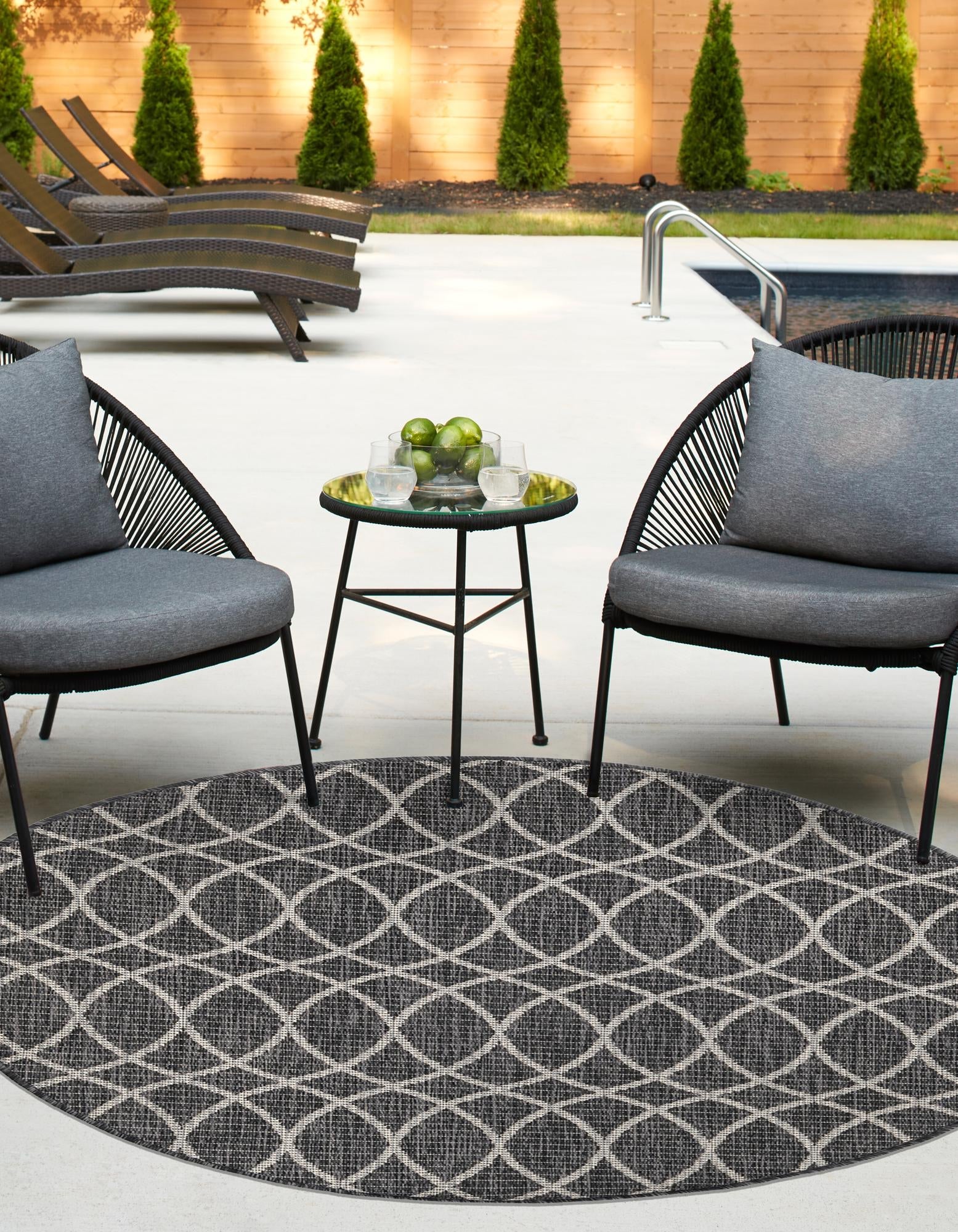 Seaside Lattice Collection Area Rug -  Pavilion (Charcoal)