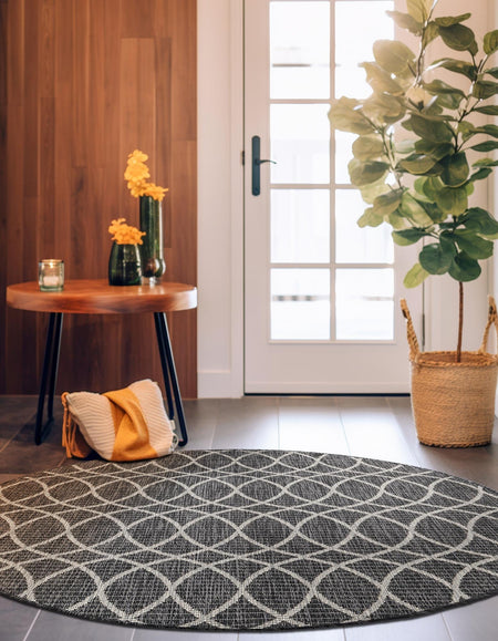 Seaside Lattice Collection Area Rug -  Pavilion (Charcoal)