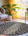 Garden Lattice Oasis Collection Area Rug -  Pavilion (Charcoal) Round Charcoal  lifestyle 42