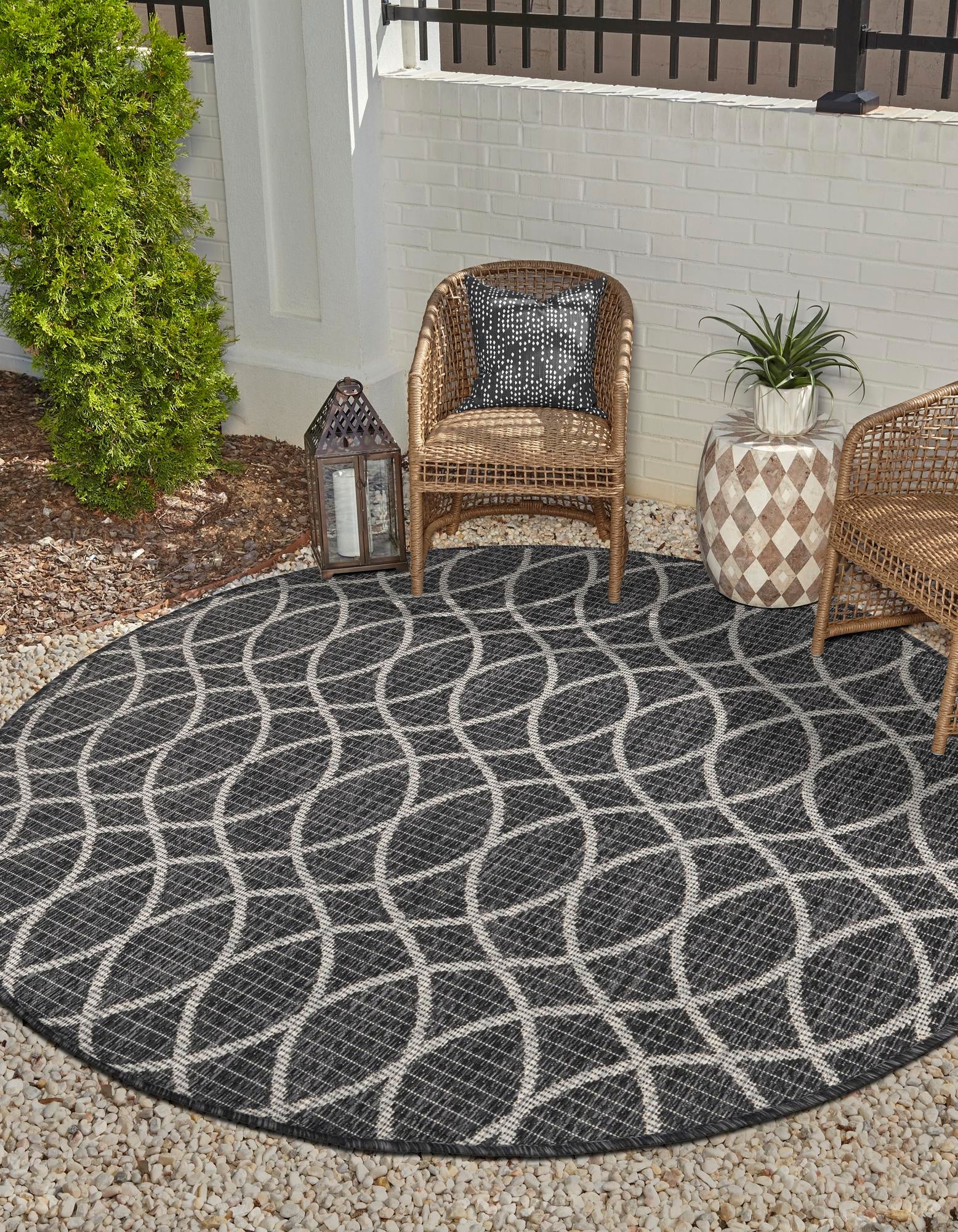 Seaside Lattice Collection Area Rug -  Pavilion (Charcoal)