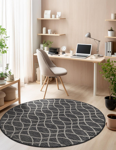 Seaside Lattice Collection Area Rug -  Pavilion (Charcoal)