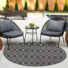 Garden Lattice Oasis Collection Area Rug -  Pavilion (Charcoal) Round Charcoal  lifestyle 24