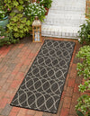 Garden Lattice Oasis Collection Area Rug -  Pavilion (Charcoal) Runner Charcoal  lifestyle 9