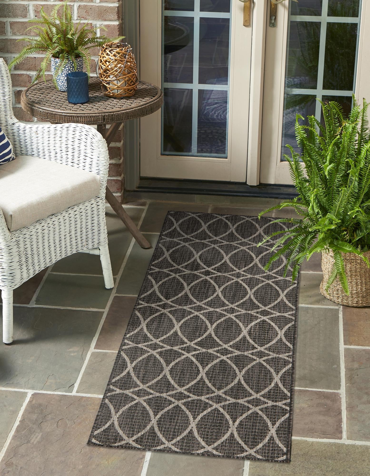 Seaside Lattice Collection Area Rug -  Pavilion (Charcoal)