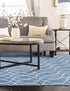 Seaside Lattice Collection Area Rug -  Pavilion (Blue)