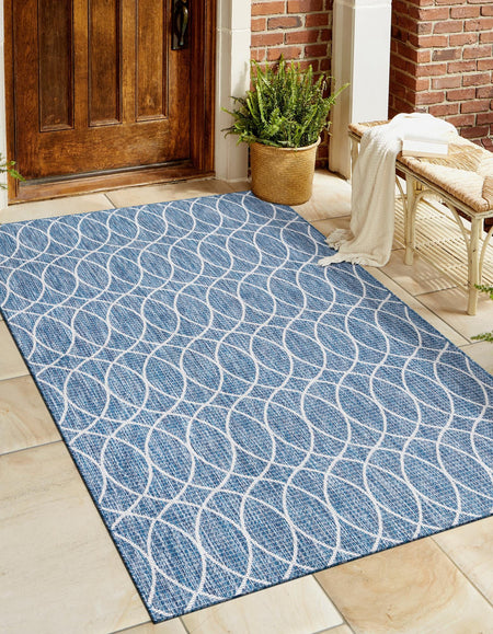 Seaside Lattice Collection Area Rug -  Pavilion (Blue)