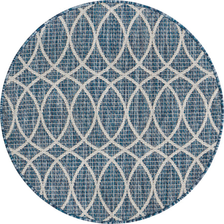 Seaside Lattice Collection Area Rug -  Pavilion (Blue)