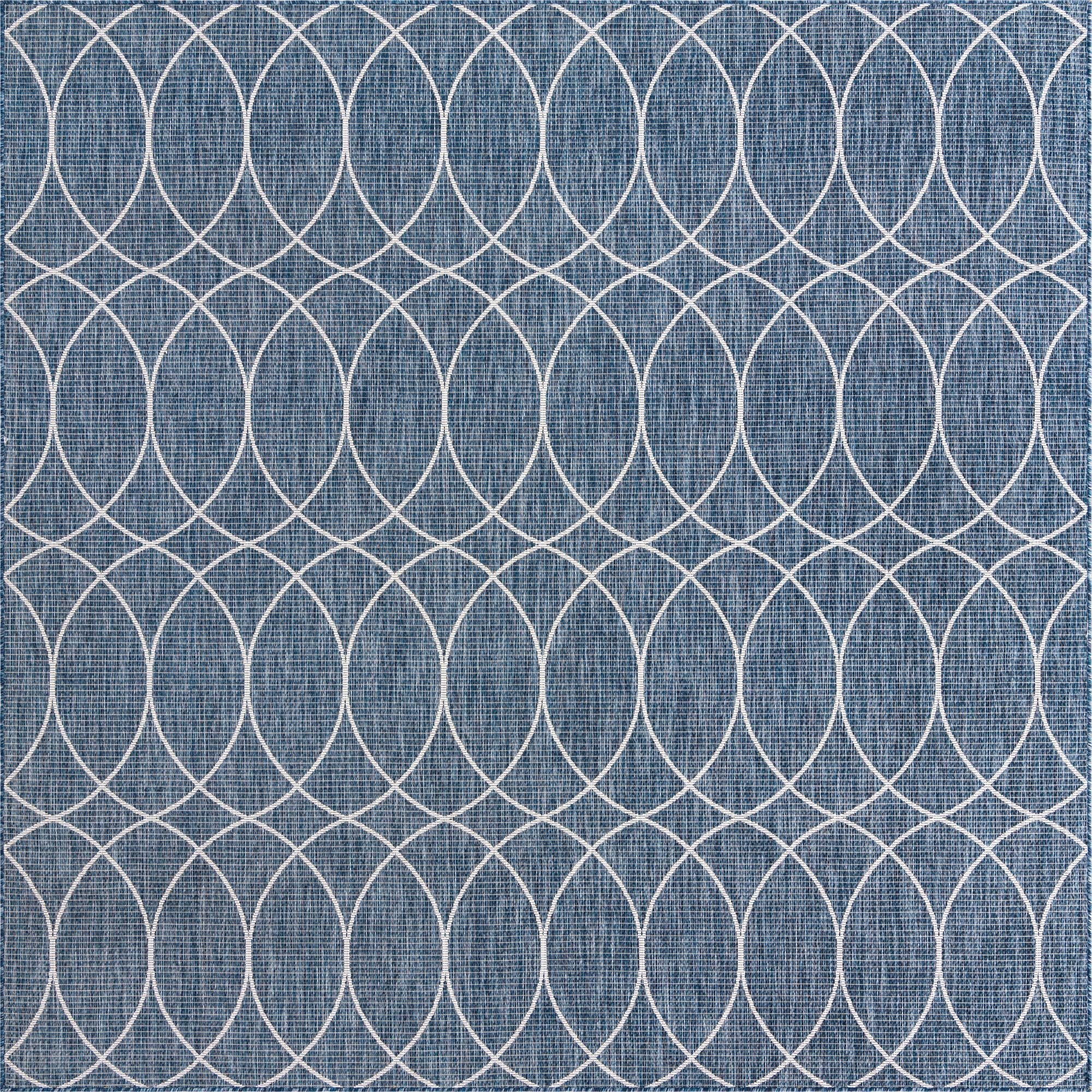 Seaside Lattice Collection Area Rug -  Pavilion (Blue)