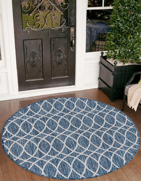 Seaside Lattice Collection Area Rug -  Pavilion (Blue)