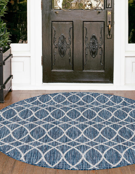 Seaside Lattice Collection Area Rug -  Pavilion (Blue)