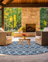 Seaside Lattice Collection Area Rug -  Pavilion (Blue)