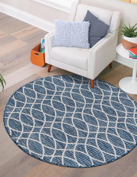 Seaside Lattice Collection Area Rug -  Pavilion (Blue)