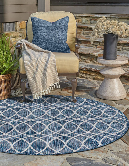 Seaside Lattice Collection Area Rug -  Pavilion (Blue)