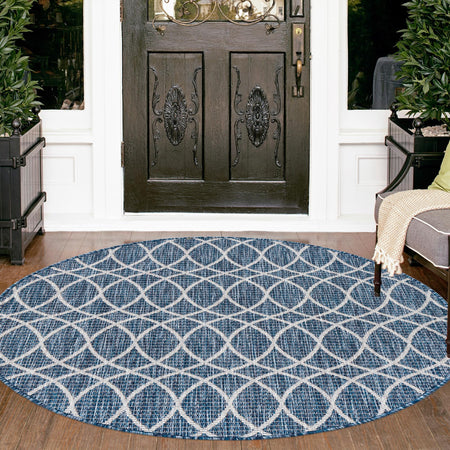 Seaside Lattice Collection Area Rug -  Pavilion (Blue)