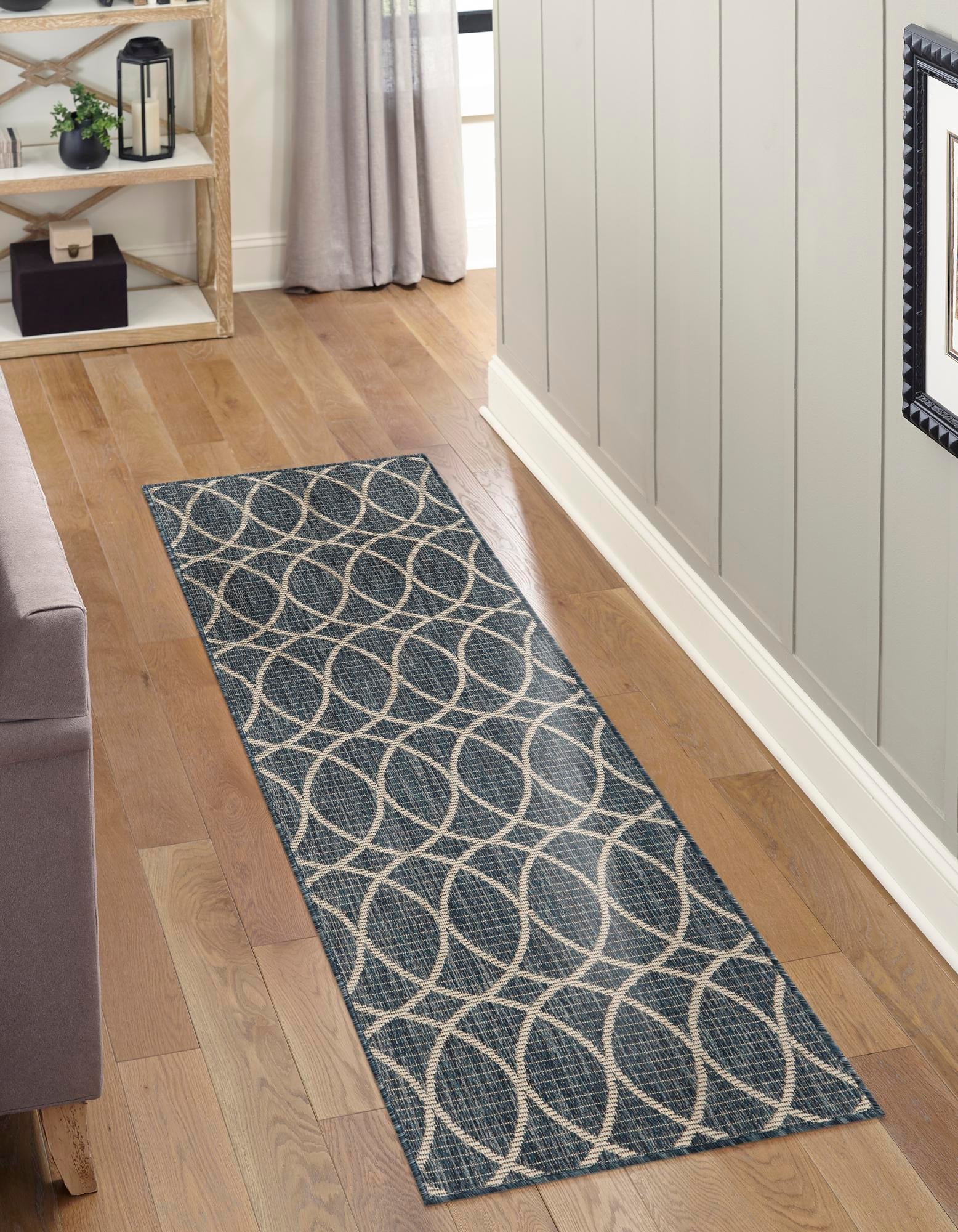 Seaside Lattice Collection Area Rug -  Pavilion (Blue)