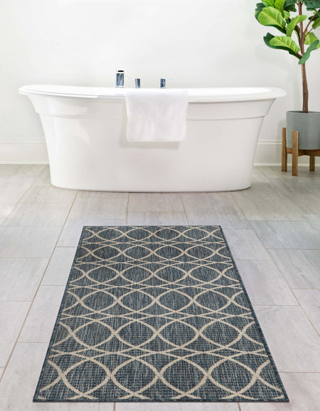 Seaside Lattice Collection Area Rug -  Pavilion (Blue)