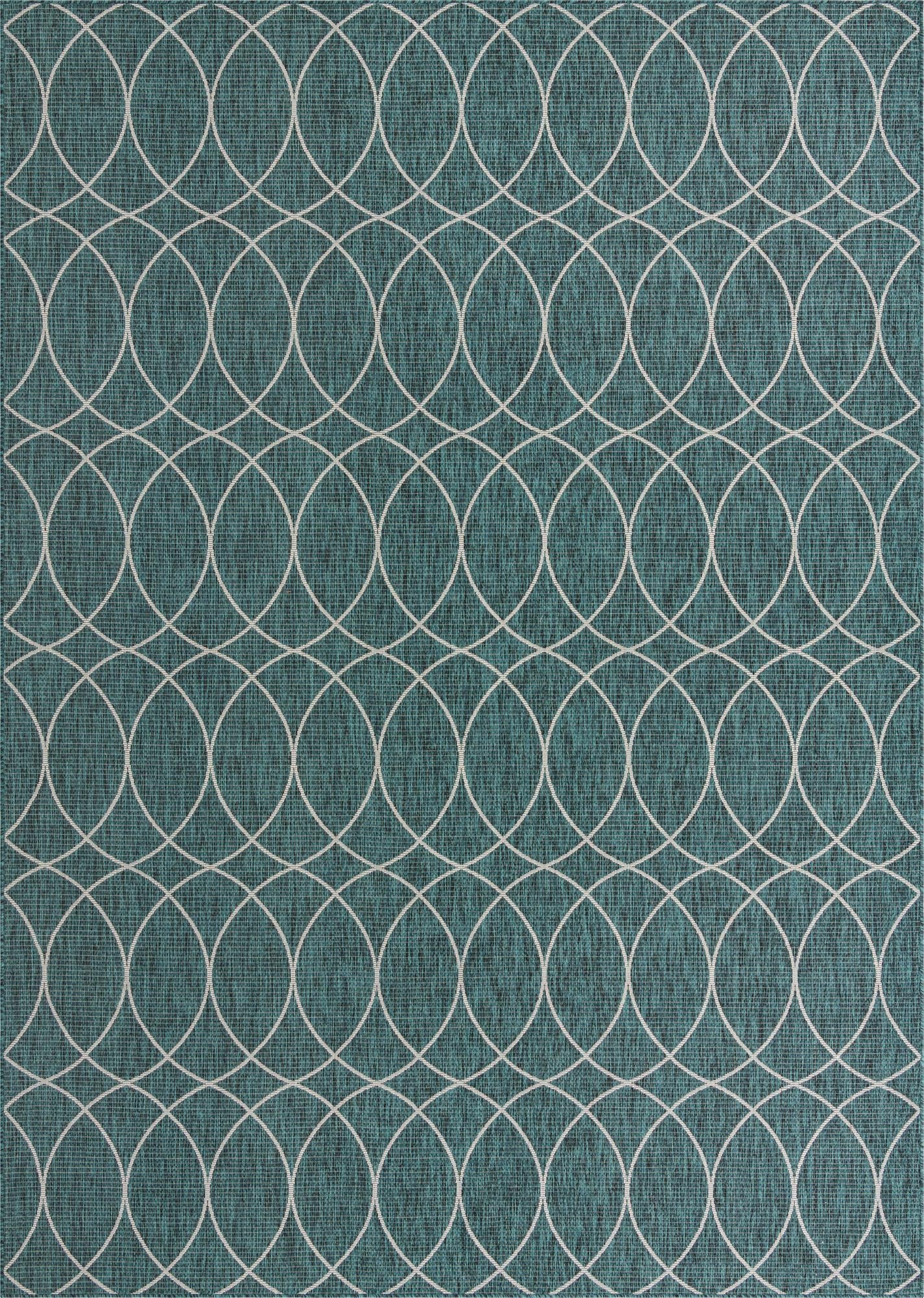 Seaside Lattice Collection Area Rug -  Pavilion (Teal)