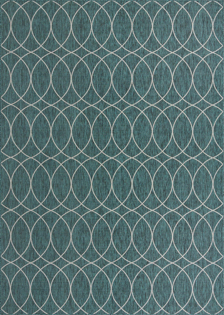 Seaside Lattice Collection Area Rug -  Pavilion (Teal)