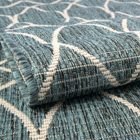 Seaside Lattice Collection Area Rug -  Pavilion (Teal)