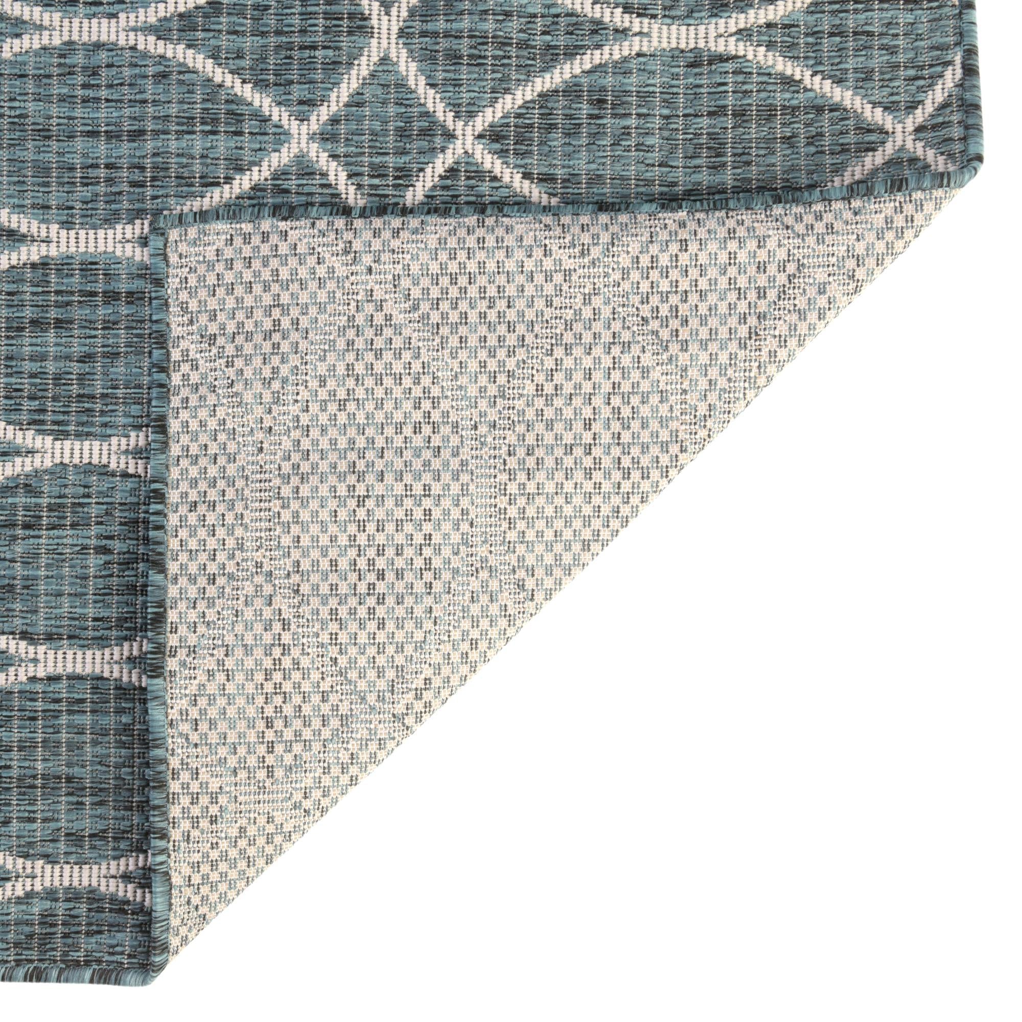 Seaside Lattice Collection Area Rug -  Pavilion (Teal)