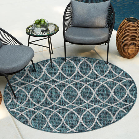 Seaside Lattice Collection Area Rug -  Pavilion (Teal)