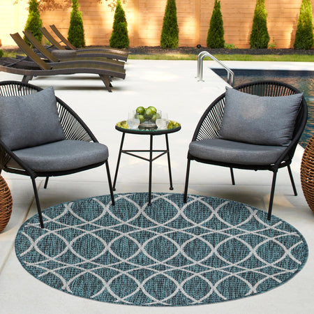 Seaside Lattice Collection Area Rug -  Pavilion (Teal)