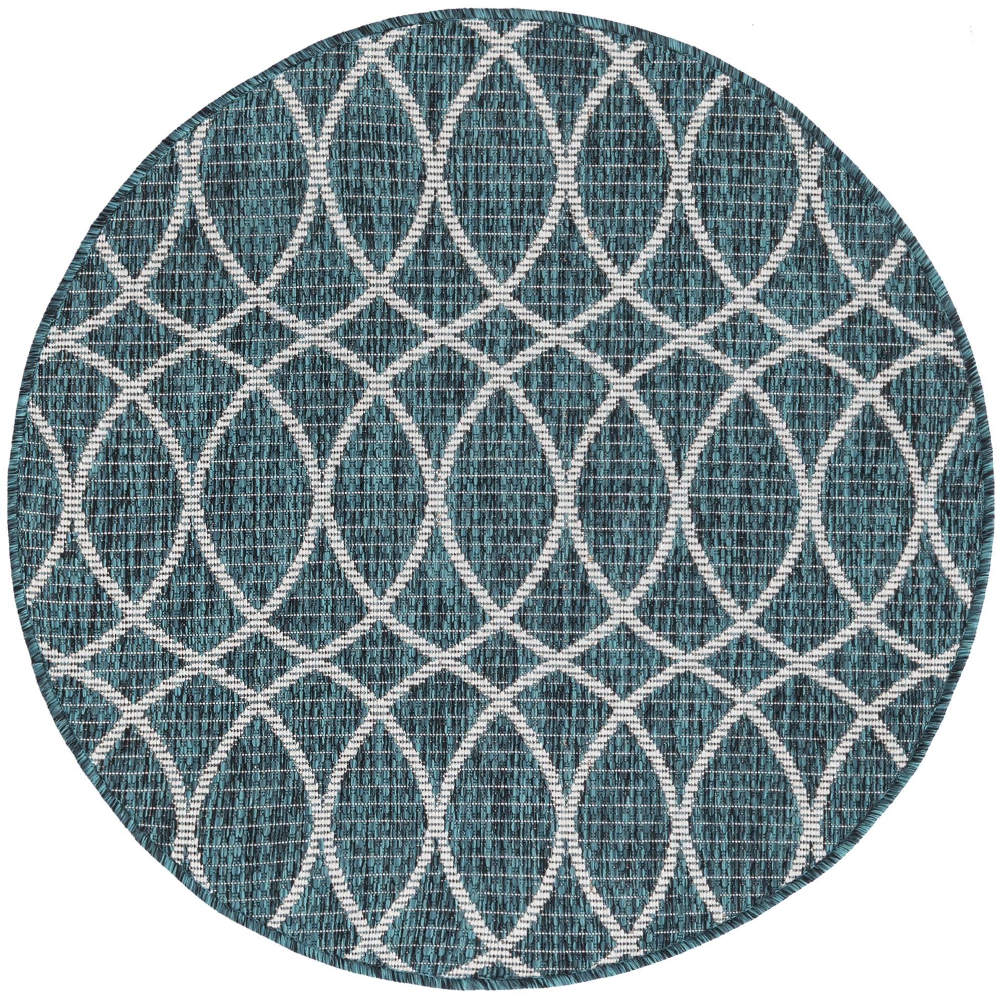 Seaside Lattice Collection Area Rug -  Pavilion (Teal)