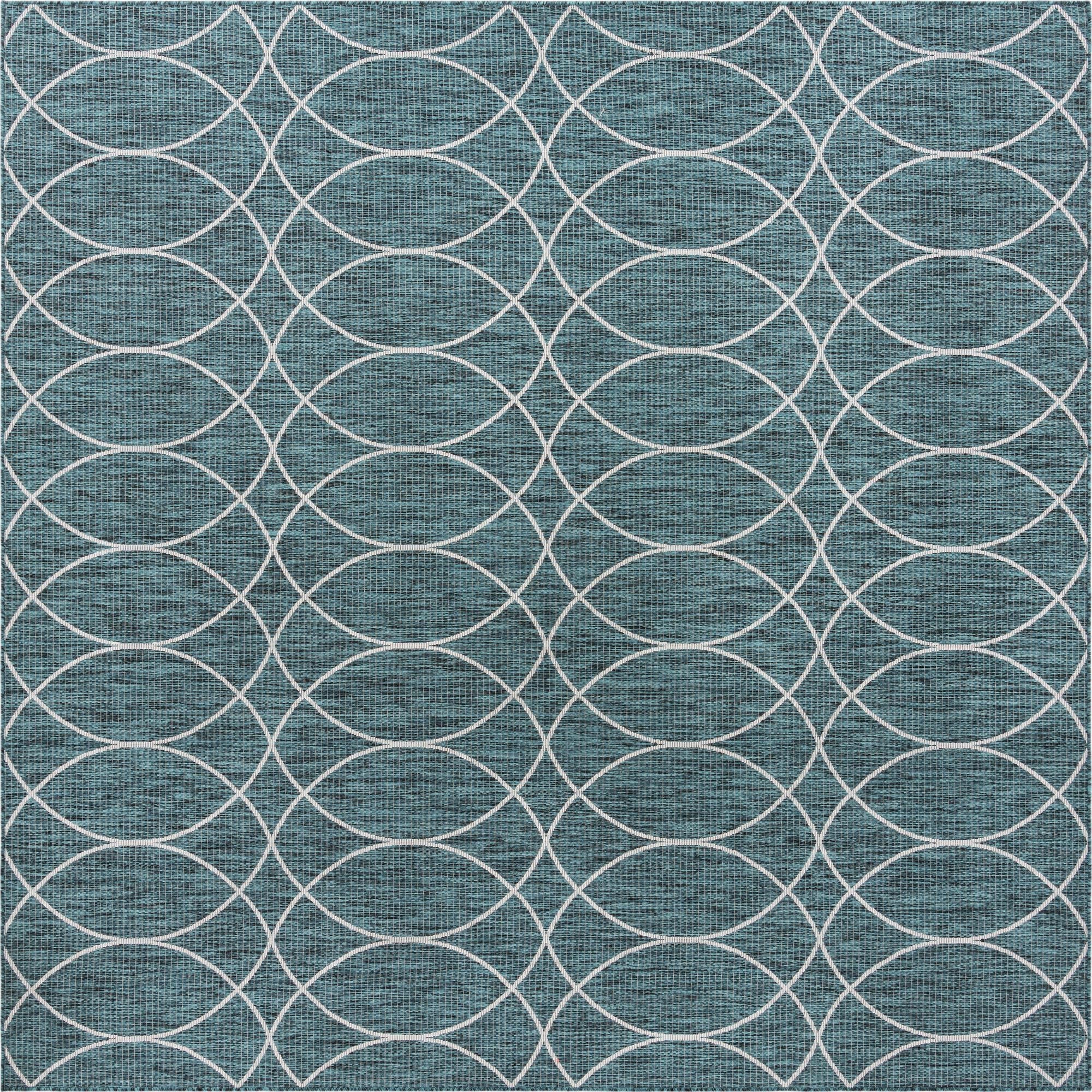 Seaside Lattice Collection Area Rug -  Pavilion (Teal)