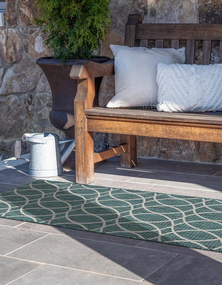 Seaside Lattice Collection Area Rug -  Pavilion (Teal)