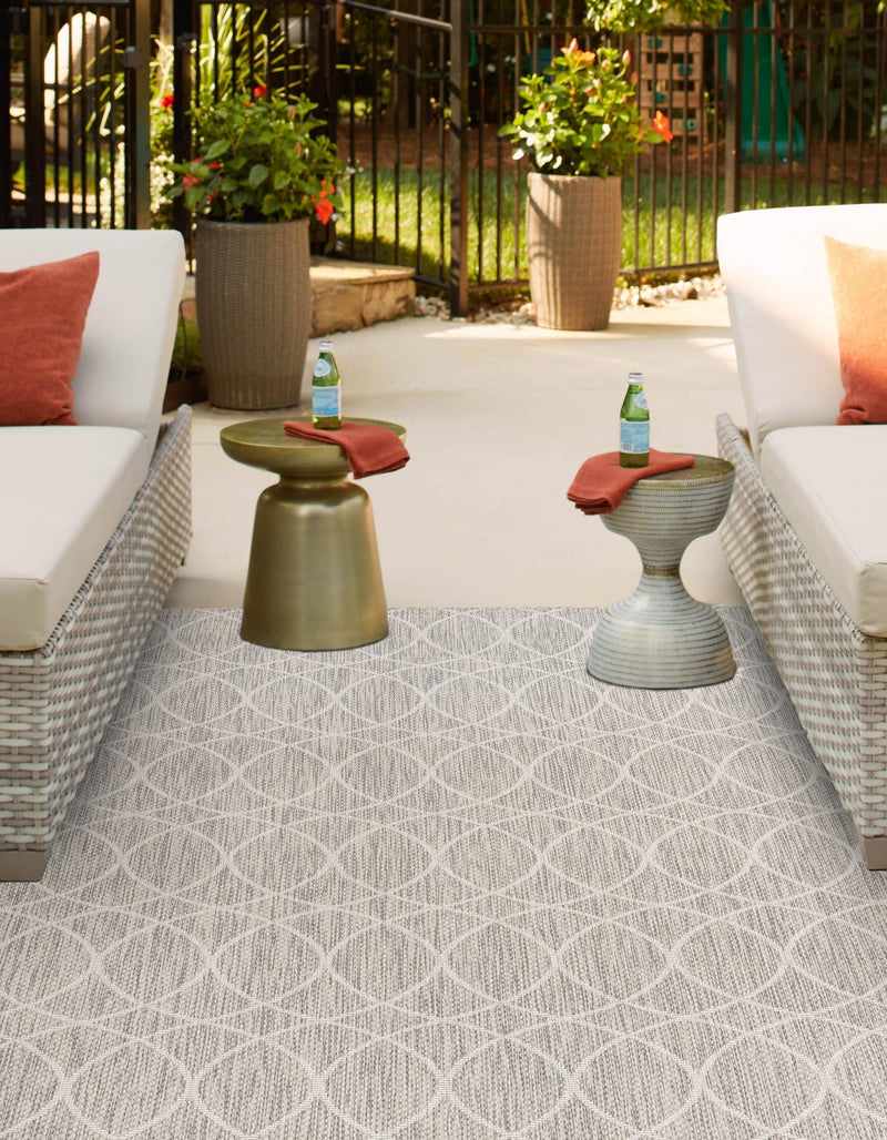 Garden Lattice Oasis Collection Area Rug -  Pavilion (Light Gray) Rectangle Light Gray  lifestyle 4