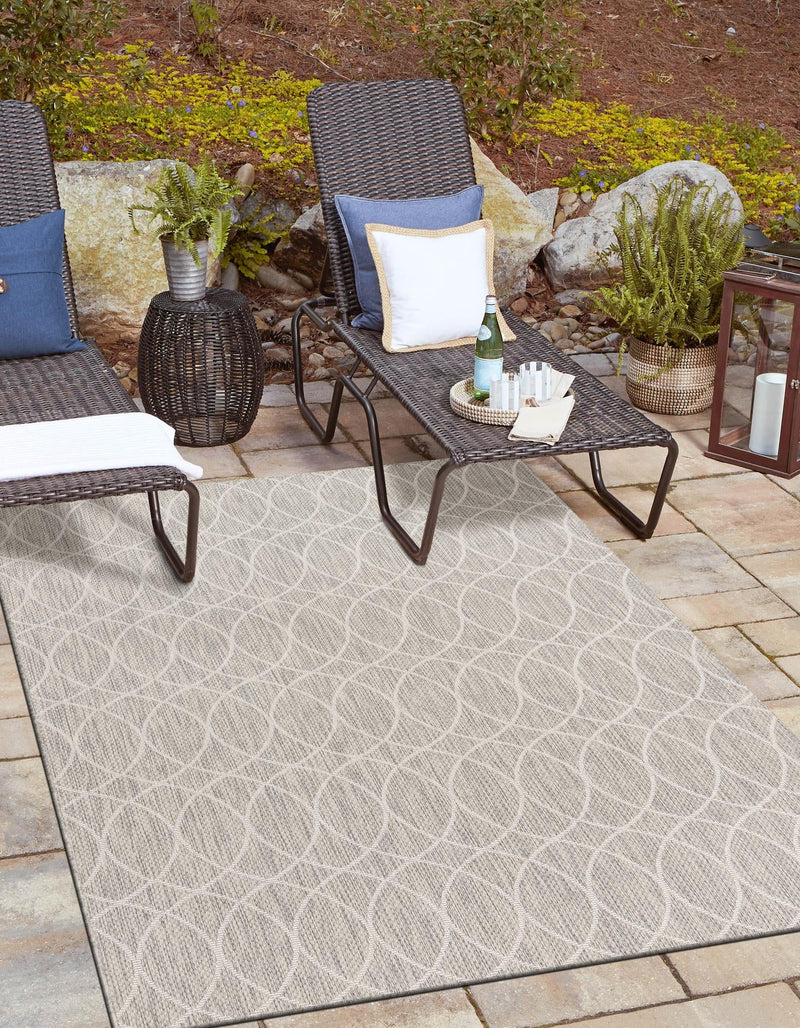 Garden Lattice Oasis Collection Area Rug -  Pavilion (Light Gray) Rectangle Light Gray  lifestyle 6