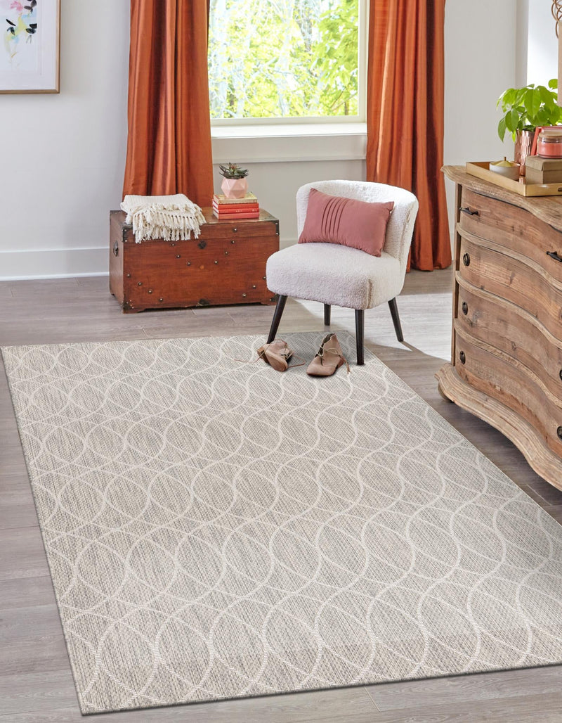 Garden Lattice Oasis Collection Area Rug -  Pavilion (Light Gray) Rectangle Light Gray  lifestyle 7