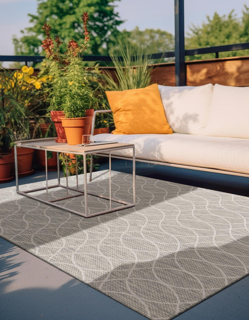 Garden Lattice Oasis Collection Area Rug -  Pavilion (Light Gray) Rectangle Light Gray  lifestyle 10