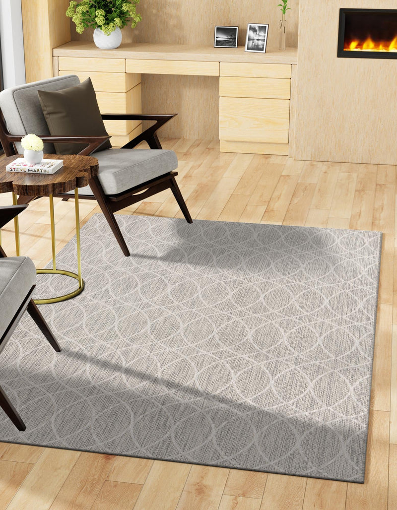 Garden Lattice Oasis Collection Area Rug -  Pavilion (Light Gray) Rectangle Light Gray  lifestyle 11